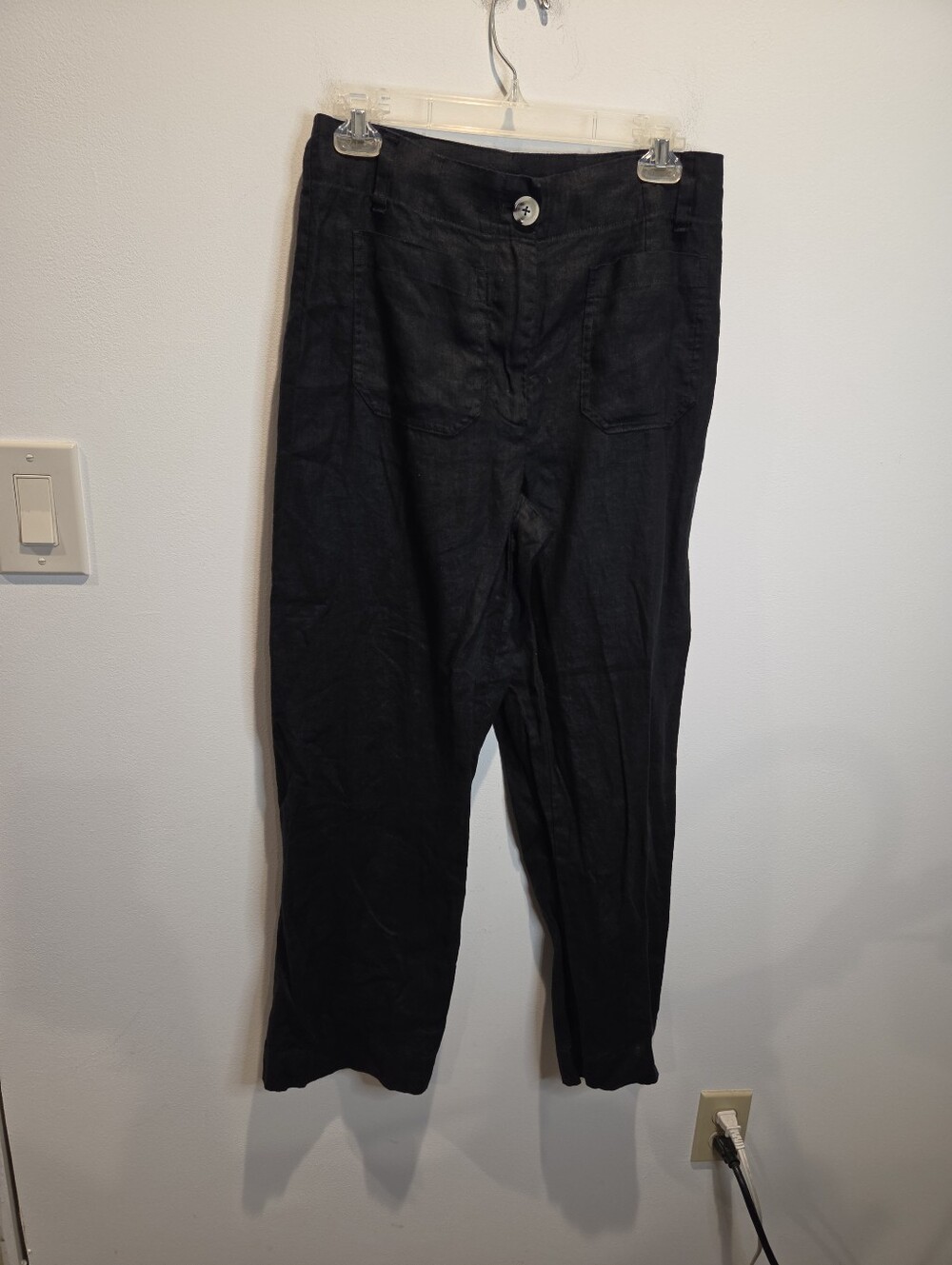 Quince Size 8 Black 100% Linen Breathable Wide Leg Pants